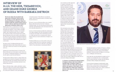 Interview of H.I.H. the Heir, Tsesarevich, and Grand Duke George of Russia with Barbara Dietrich, CEO of the magazine Diplomatic World