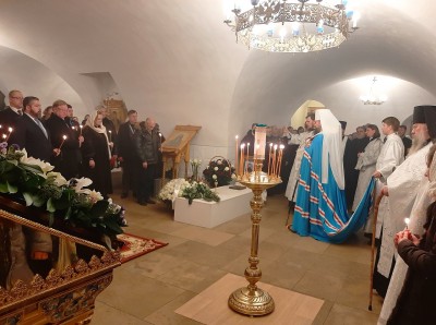 2021-02-17 The Tsesarevich George of Russia attended a memorial service for Grand Duke Sergei Alexandrovich at the Novospassky Monastery in Moscow