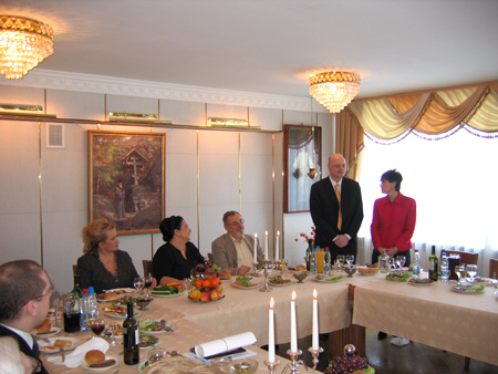 2 February 2009:  P. E. Kulikovskii offers a toast at the Reception at the Pilgrimage Center