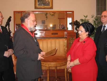 31 January 2009:  At the Cultural Center of the Armed Forces of the Russian Federation. Conferring the Order of St. Anna upon V. E. Churov